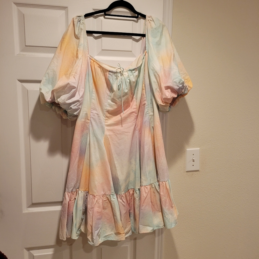 SELKIE DOPAMINE MINI DAY DRESS WITH RUFFLE NWT